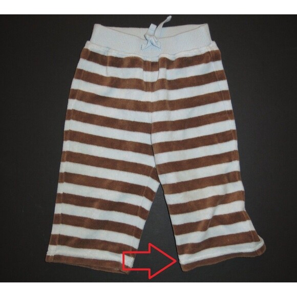 Gymboree baby boys monkey layette brown light blue stripe velour pants 6-9-12 - Picture 1 of 2